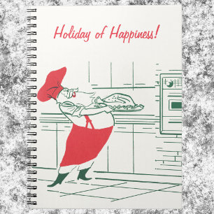 Weihnachten im Vintage-Stil, Weihnachtsmann Koch u Notizblock