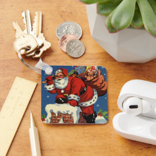Weihnachten im Vintage-Stil, Weihnachtsmann kommt  Schlüsselanhänger