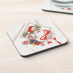 Weihnachten im Vintage-Stil, Weihnachtsmann mit Ca Getränkeuntersetzer