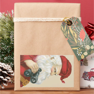 Weihnachten im Vintage-Stil, Weihnachtsmann mit Fe Rechteckiger Aufkleber
