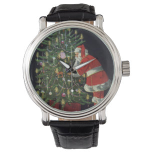 Weihnachten im Vintage-Stil, Weihnachtsmann mit Ge Armbanduhr