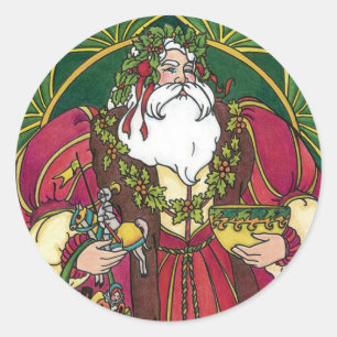 Weihnachten im Vintage-Stil, Weihnachtsmann mit St Runder Aufkleber