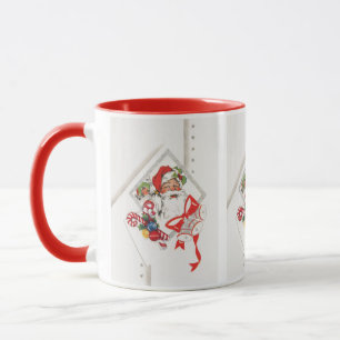 Weihnachten im Vintage-Stil, Weihnachtsmann mit Zu Tasse