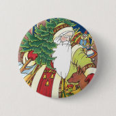 Weihnachten im Vintage-Stil, Weihnachtsmann Reh im Button (Vorderseite)