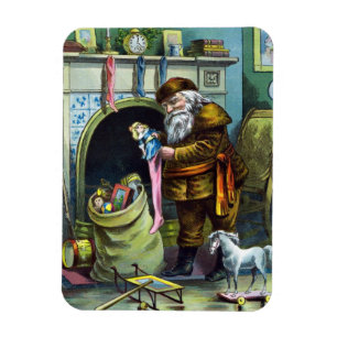 Weihnachten im Vintage-Stil, Weihnachtsmann-Socken Magnet