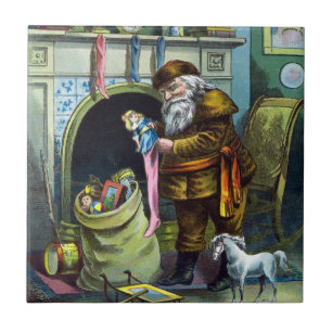 Weihnachten im Vintage-Stil, Weihnachtsmann Strümp Fliese