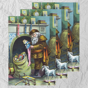 Weihnachten im Vintage-Stil, Weihnachtsmann Strümp Geschenkpapier Set