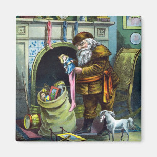 Weihnachten im Vintage-Stil, Weihnachtsmann-Strümp Magnet