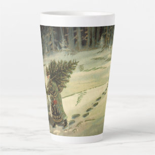 Weihnachten im Vintage-Stil, Weihnachtsmann trägt  Milchtasse