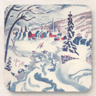 Weihnachten im Vintage-Stil, Winterdorf-Schneeland Untersetzer