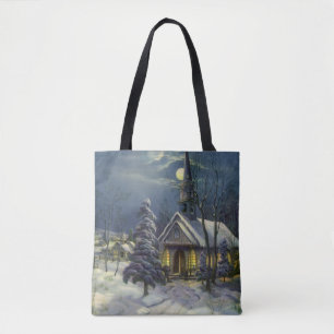 Weihnachten im Vintage-Stil, Winterkirche im Schne Tasche