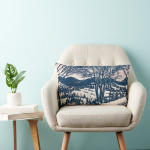 Weihnachten im Vintage-Stil, Winterlandschaft mit  Lendenkissen