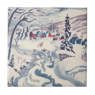 Weihnachten im Vintage-Stil, Winterschneelandschaf Fliese