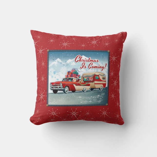 Weihnachten im Vintagen Camper Kissen (Vorderseite)