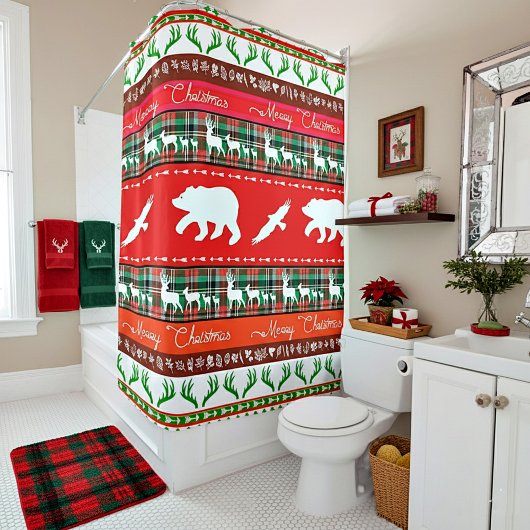 Weihnachten im Wald Duschvorhang