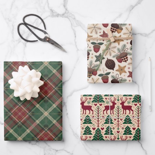 Weihnachten im Wald Geschenkpapier Set (Vorderseite)