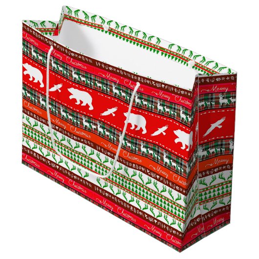 Weihnachten im Wald Große Geschenktüte (Vorderseite Schrägansicht)
