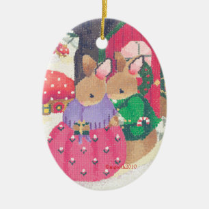 Weihnachten im Wald Keramik Ornament