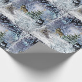 Weihnachten im Wald mit Wölfen-Umschlagpapier Geschenkpapier (Ecke)