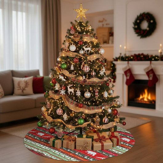 Weihnachten im Wald Polyester Weihnachtsbaumdecke