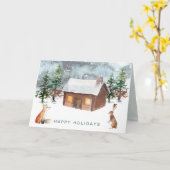 Weihnachten im Wald, Tiere geflochtene Grußkarte Karte (Gelbe Blume)