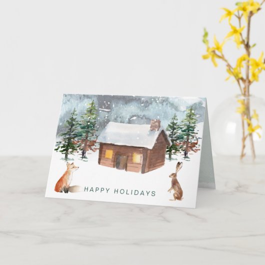 Weihnachten im Wald, Tiere geflochtene Grußkarte Karte (Gelbe Blume)