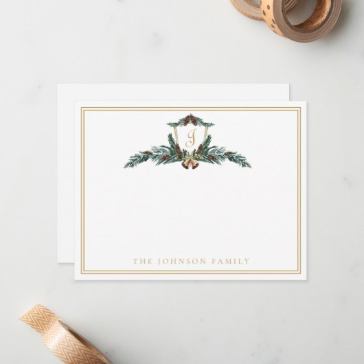 Weihnachten im Wappen Pinecone Monogram Mitteilungskarte
