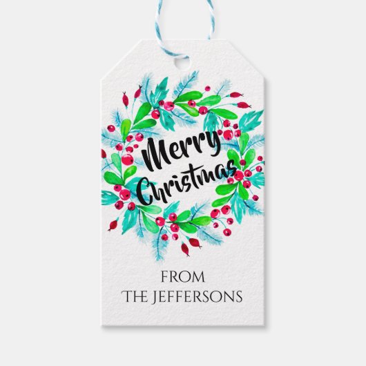 Weihnachten im Wasser Blumenstrauß Frohe Weihnacht Geschenkanhänger (Vorderseite)