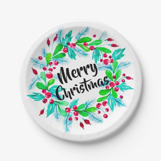 Weihnachten im Wasser Blumenstrauß Frohe Weihnacht Pappteller (Vorderseite)