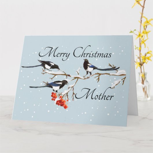 Weihnachten im Wasser Holly Magpie Bird Mutter Karte (Gelbe Blume)