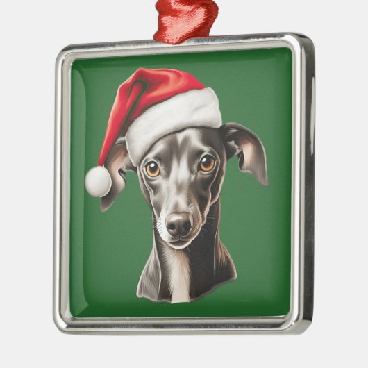 Weihnachten im Wasser Italienischer Windhund Ornament Aus Metall (Links)
