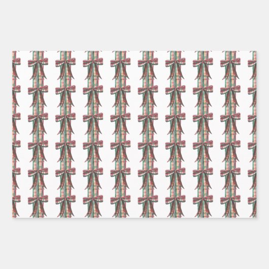 Weihnachten im Wasser Kariert Bow Garland Geschenkpapier Set (Vorderseite 3)