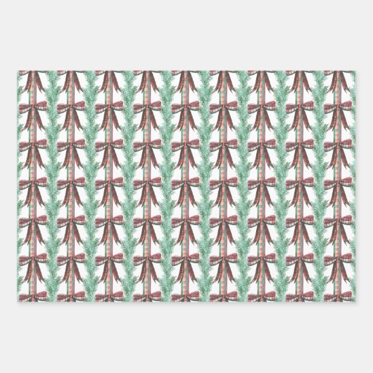 Weihnachten im Wasser Kariert Bow Garland Geschenkpapier Set (Vorderseite)