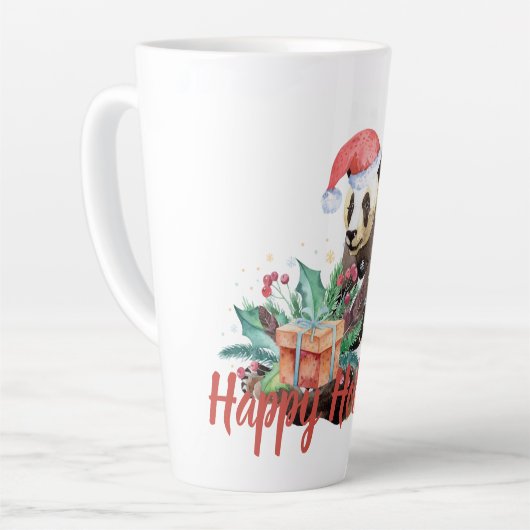 Weihnachten im Wasser Panda Personalisiert Milchtasse (Linke Ecke)