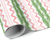 Weihnachten im Wasser Roter Streifen Bow Garland Geschenkpapier (Rolleneckpunkt)