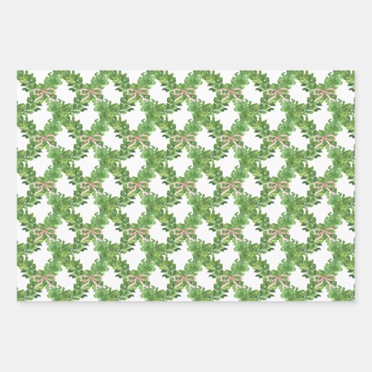 Weihnachten im Wasser Roter Streifen Bow Garland Geschenkpapier Set (Vorderseite)