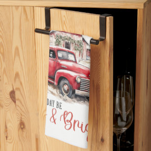 Weihnachten im Wasser Vintager Lkw und Stall Geschirrtuch