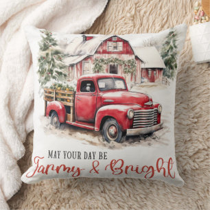 Weihnachten im Wasser Vintager Lkw und Stall Kissen