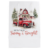 Weihnachten im Wasser Vintager Lkw und Stall Mittlere Geschenktüte (Rückseite)