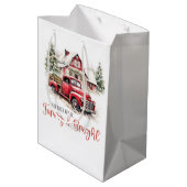 Weihnachten im Wasser Vintager Lkw und Stall Mittlere Geschenktüte (Rückseite Schrägansicht)