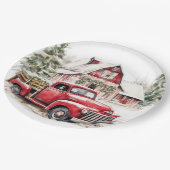 Weihnachten im Wasser Vintager Lkw und Stall Pappteller (Schrägansicht)