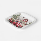 Weihnachten im Wasser Vintager Lkw und Stall Pappteller (Gewinkelt)