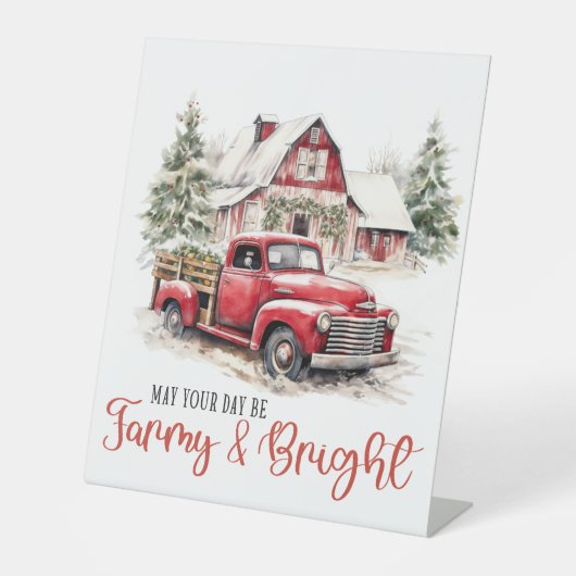 Weihnachten im Wasser Vintager Lkw und Stall Sockelschild (Vorderseite)