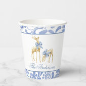 Weihnachten im Wasserbad Chinoiserie Bow Reindeer Pappbecher (Vorderseite)