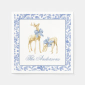 Weihnachten im Wasserbad Chinoiserie Bow Reindeer Serviette (Vorderseite)