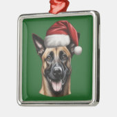 Weihnachten im Wasserfarben Belgisches Malinois-Or Ornament Aus Metall (Links)