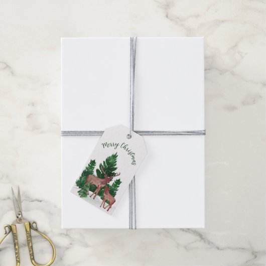 Weihnachten im Wasserfarben Geschenkanhänger (Mit Garn)