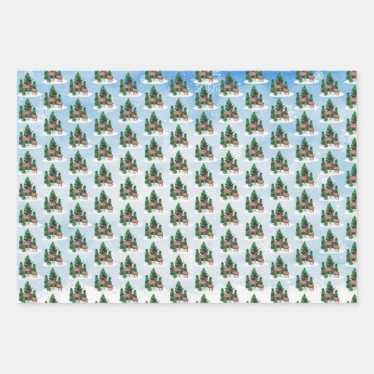 Weihnachten im Wasserfarben Geschenkpapier Set (Vorderseite 3)