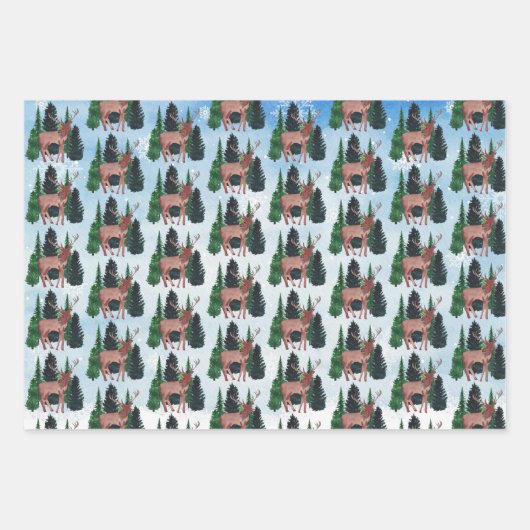 Weihnachten im Wasserfarben Geschenkpapier Set (Vorderseite 2)