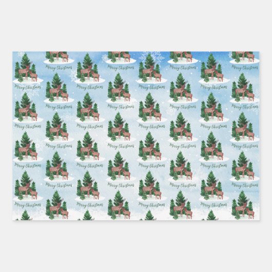 Weihnachten im Wasserfarben Geschenkpapier Set (Vorderseite)